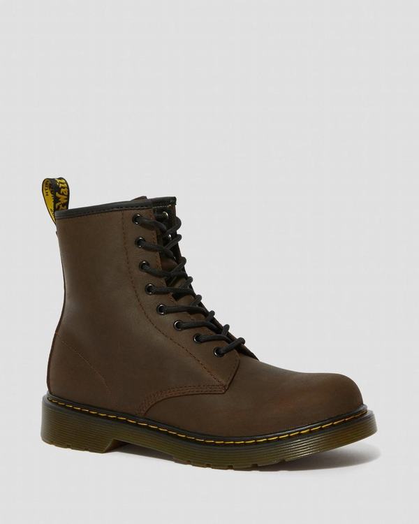 Dr Martens Dětské Kotníkové Boty Youth Fur-lined 1460 Serena Tmavě Hnědé, CZ-250148